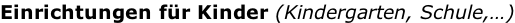 Einrichtungen für Kinder (Kindergarten, Schule,…)